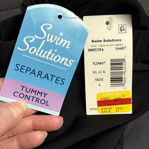 Swim Solutions Ultra High-Waist Swim Bottoms - Size: 8 - NWT - Picture 7 of 9